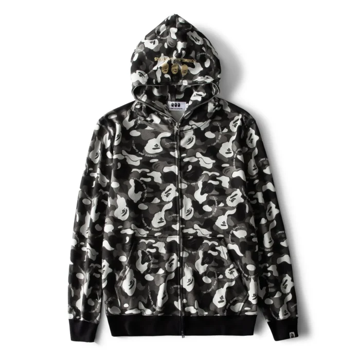 BAPE Casual Printed Terry Hooded Oversized Sweatshirt