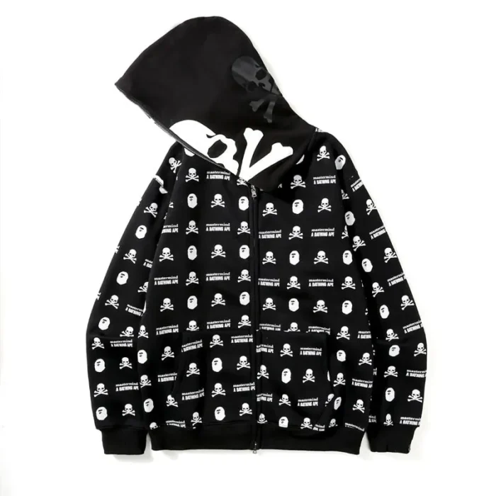 BAPE Zip Hoodie Unisex Cardigan Skull Sweater