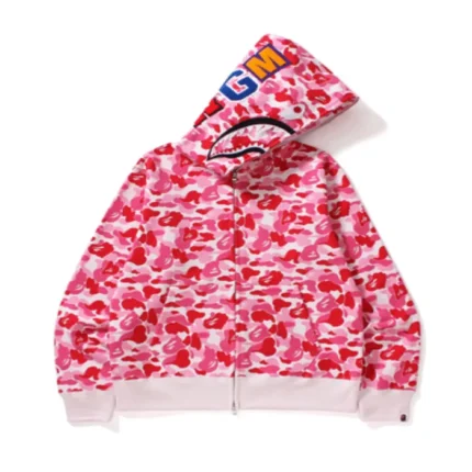 Pink BAPE ABC Camo Shark Full Zip Hoodie