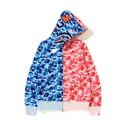 Pink-Blue BAPE ABC Separate Shark Full Zip Hoodie