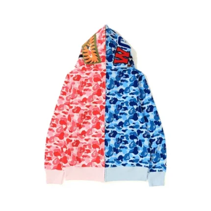 Pink-Blue BAPE ABC Separate Shark Full Zip Hoodie