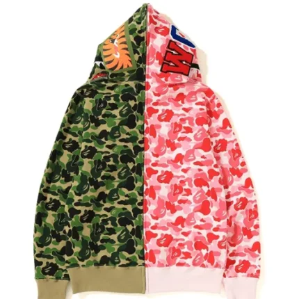 BAPE ABC Separate Shark Full Zip Hoodie – Pink-Green