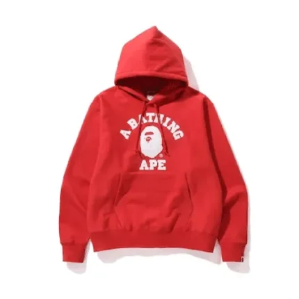 Red BAPE Classic College Relaxed Fit Pullover Hoodie