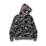 BAPE Grid Camo Shark Full Zip Hoodie – Black