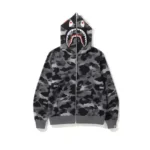 BAPE Grid Camo Shark Full Zip Hoodie – Black