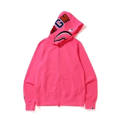 BAPE Neon Shark Full Zip Hoodie – Pink