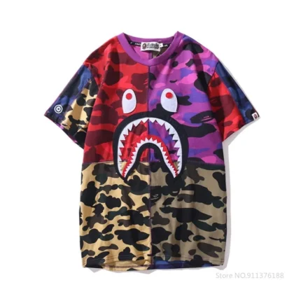BAPE Shark Multi-layer Stitching Printing T-shirt