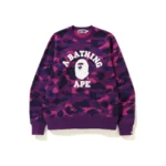 Purple BAPE Color Camo College Crewneck