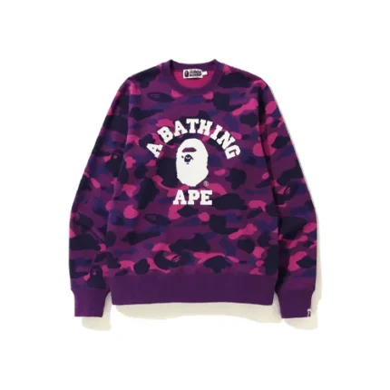 Purple BAPE Color Camo College Crewneck