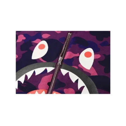 Purple BAPE Color Camo Metal Zip Shark Crewneck