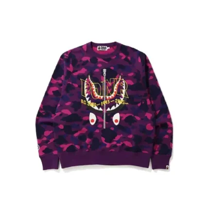 Purple BAPE Color Camo PONR Shark Crewneck