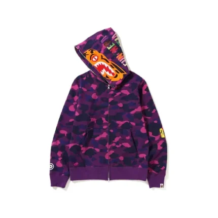 Purple BAPE Color Camo Tiger Full Zip Hoodie