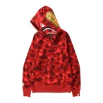 Red BAPE Color Camo Shark Full Zip Hoodie