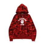 Red BAPE Color Camo College Pullover Hoodie