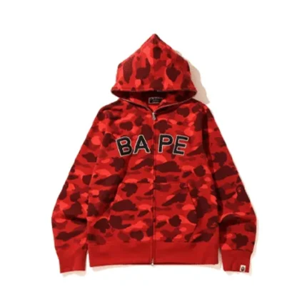 Red BAPE Color Camo Logo Full Zip Hoodie