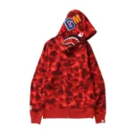 Red BAPE Color Camo Shark Full Zip Hoodie