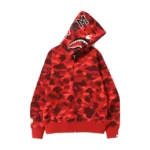 Red BAPE Color Camo Shark Full Zip Hoodie
