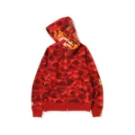 Red BAPE Color Camo Tiger Full Zip Hoodie