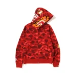 Red BAPE Color Camo Tiger Full Zip Hoodie