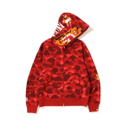 Red BAPE Color Camo Tiger Full Zip Hoodie