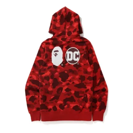 Red BAPE x DC Superman Camo Pullover Hoodie