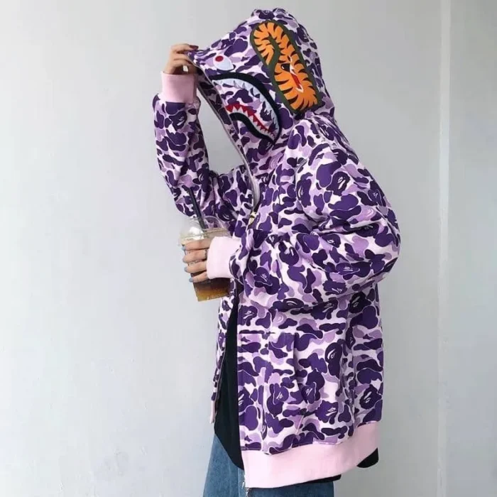 BAPE 21ss ABC Camo Double Hoodie Blue/Pink
