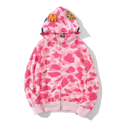 BAPE ABC Camo Shark Hoodie White Pink