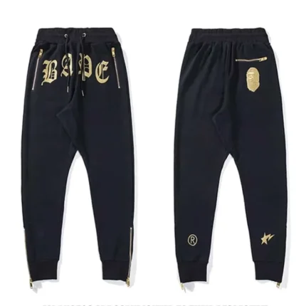 BAPE Ape Head Embroidery Zipper Black Trouser
