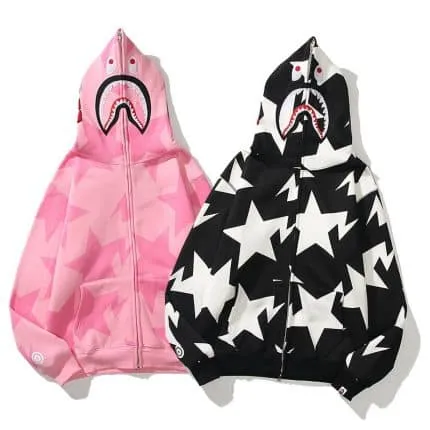 BAPE Black and White Zipper Hoodie
