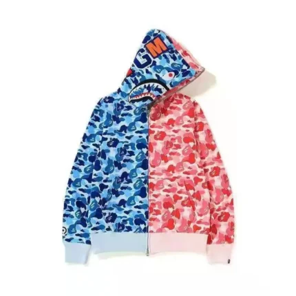 BAPE Color Camo Shark Wide Fit Full Zip Double Hoodie Red