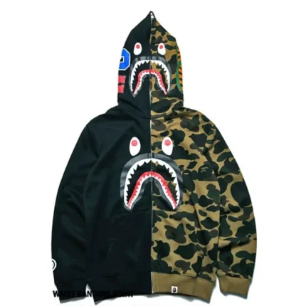 BAPE Color Camo Tiger Shark Wide Full Zip Double Hoodie