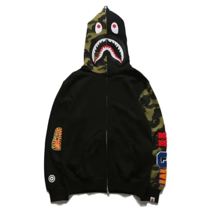 BAPE Shark Camo Hoodie Black and Green