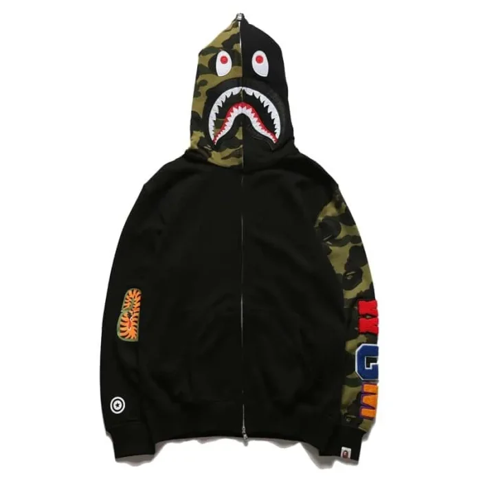 BAPE Shark Camo Hoodie Black and Green