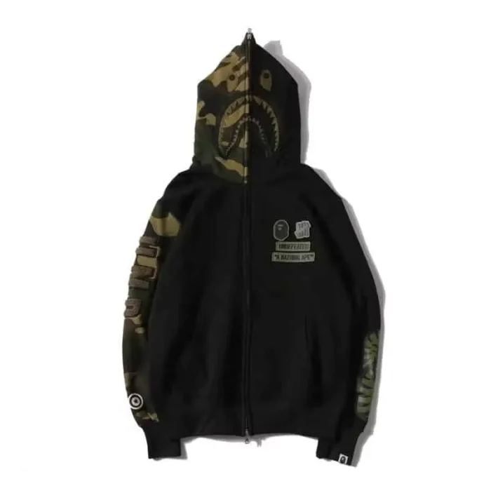 BAPE Shark Camouflage Sleeve Printing Thin Hooded Jacket
