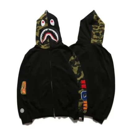 BAPE Shark Camouflage Sleeve Printing Thin Hooded Jacket