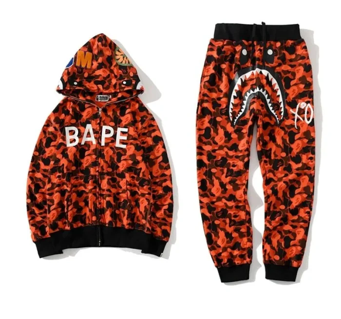 BAPE x XO Camouflage Red Hoodie Suit