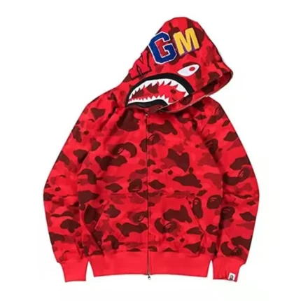 Red BAPE Shark Hoodie